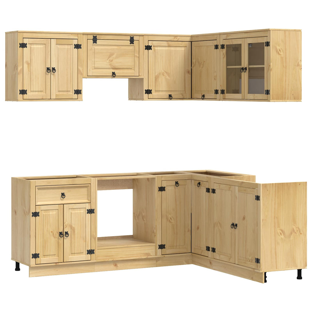 Armario con estante SKI 8 pcs Marrón Miel Madera de pino macizo