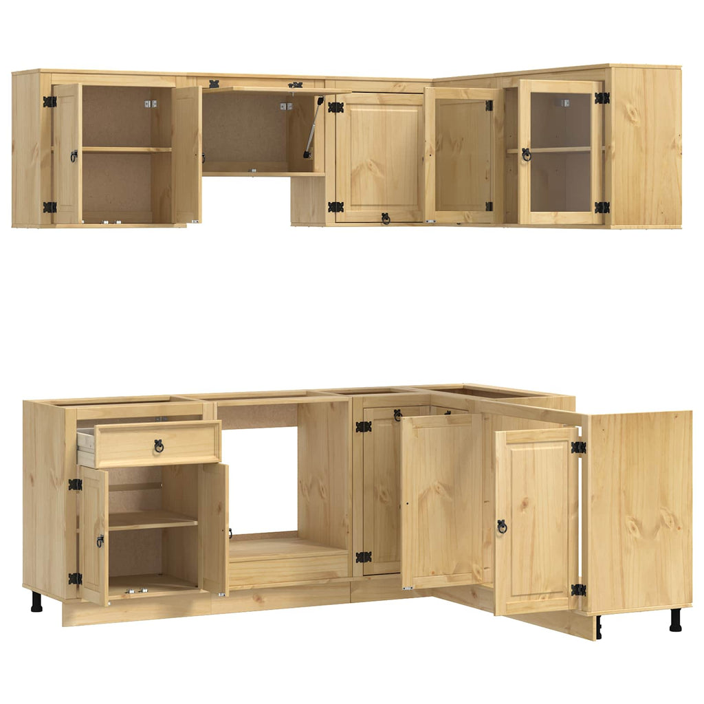 Armario con estante SKI 8 pcs Marrón Miel Madera de pino macizo
