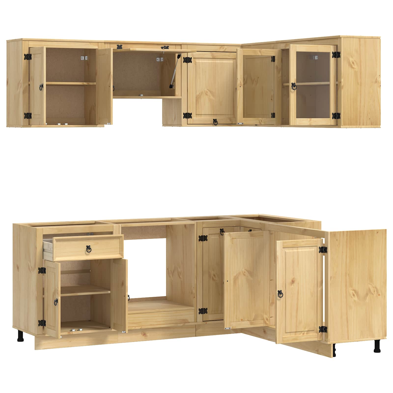 Armario con estante SKI 8 pcs Marrón Miel Madera de pino macizo