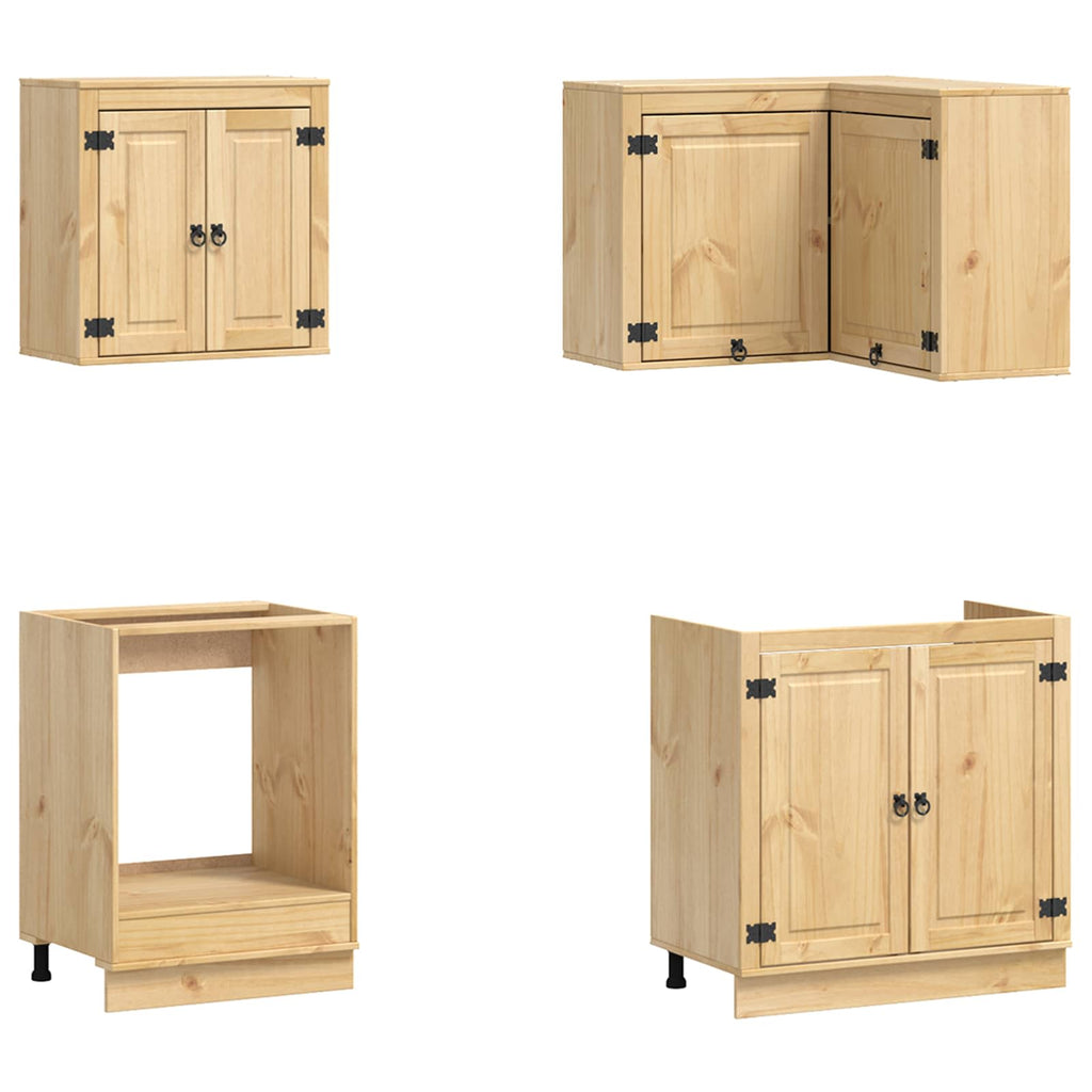 Armario con estante SKI 8 pcs Marrón Miel Madera de pino macizo