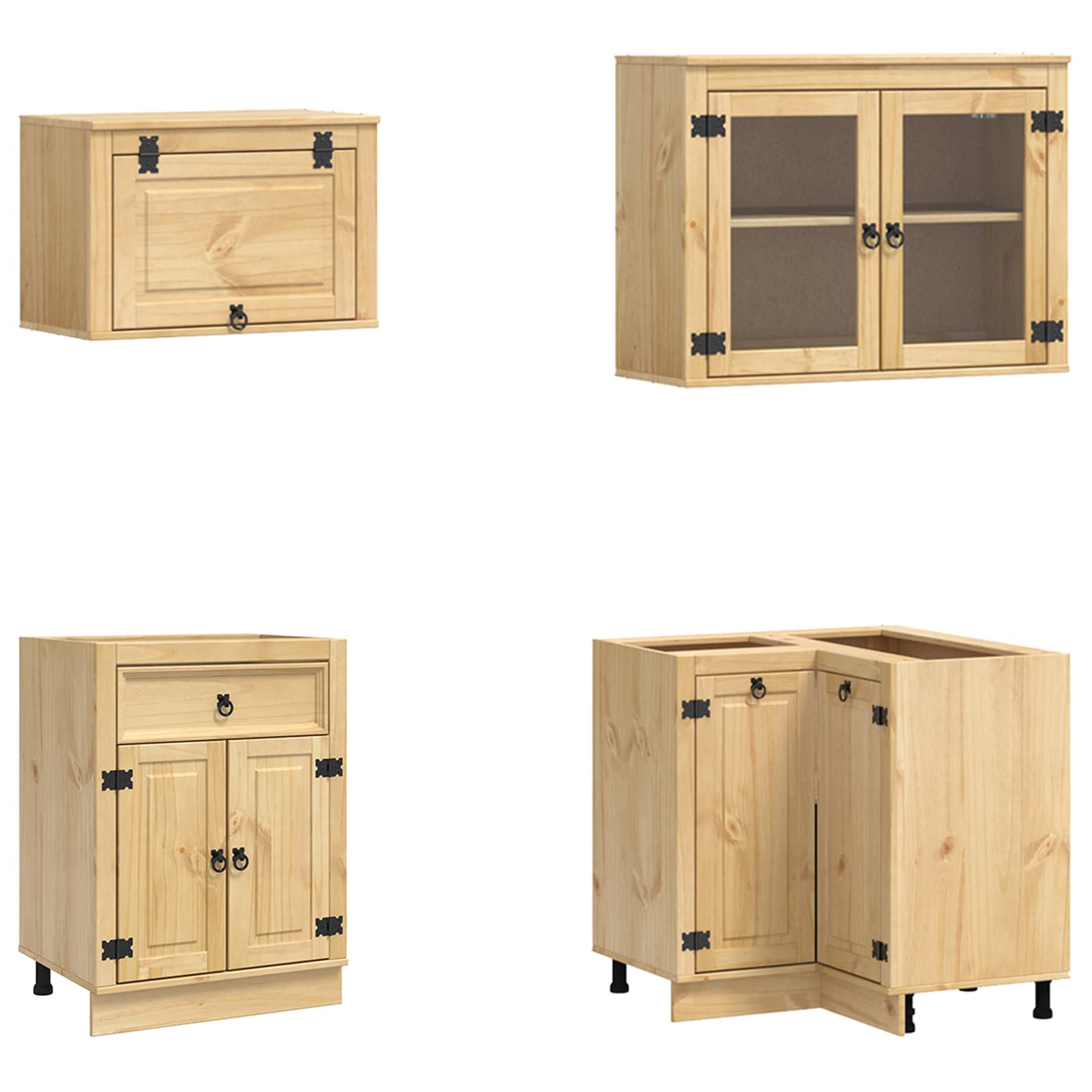 Armario con estante SKI 8 pcs Marrón Miel Madera de pino macizo