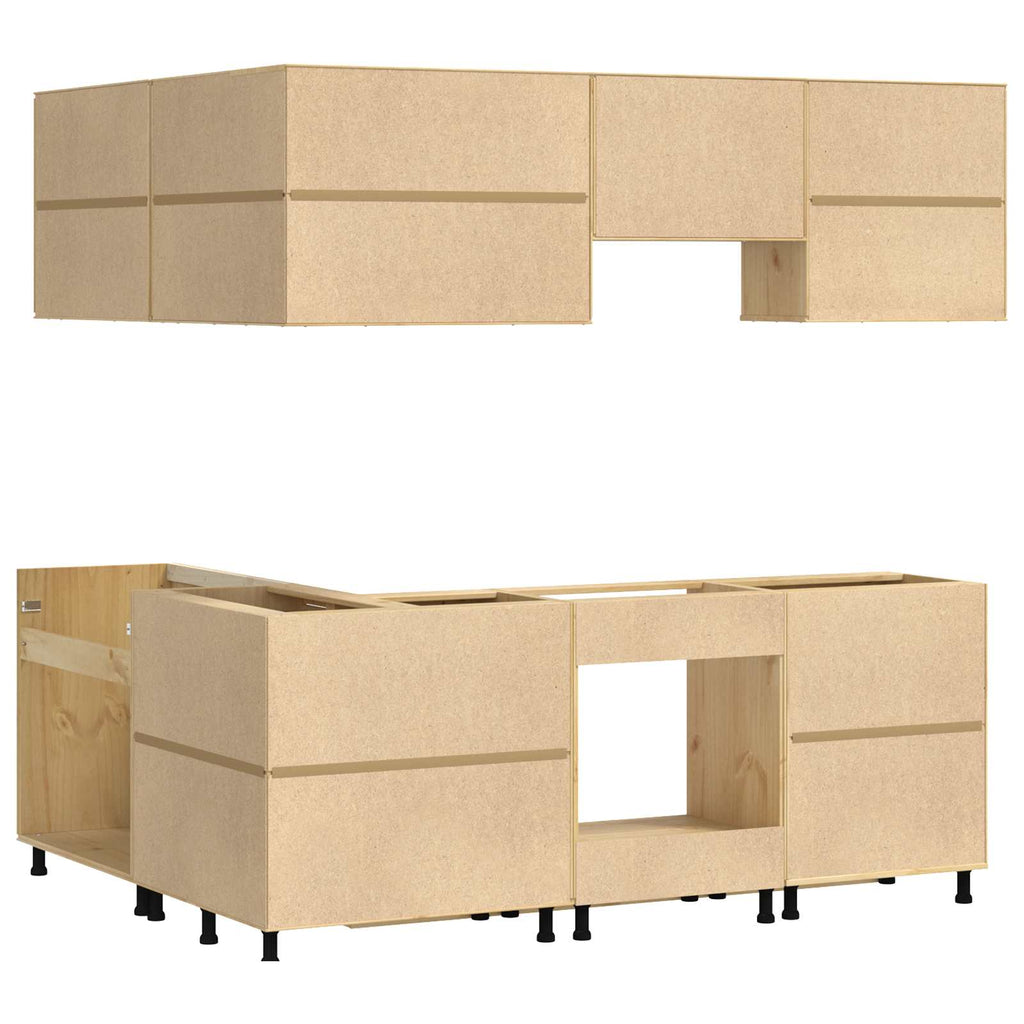 Armario con estante SKI 8 pcs Marrón Miel Madera de pino macizo