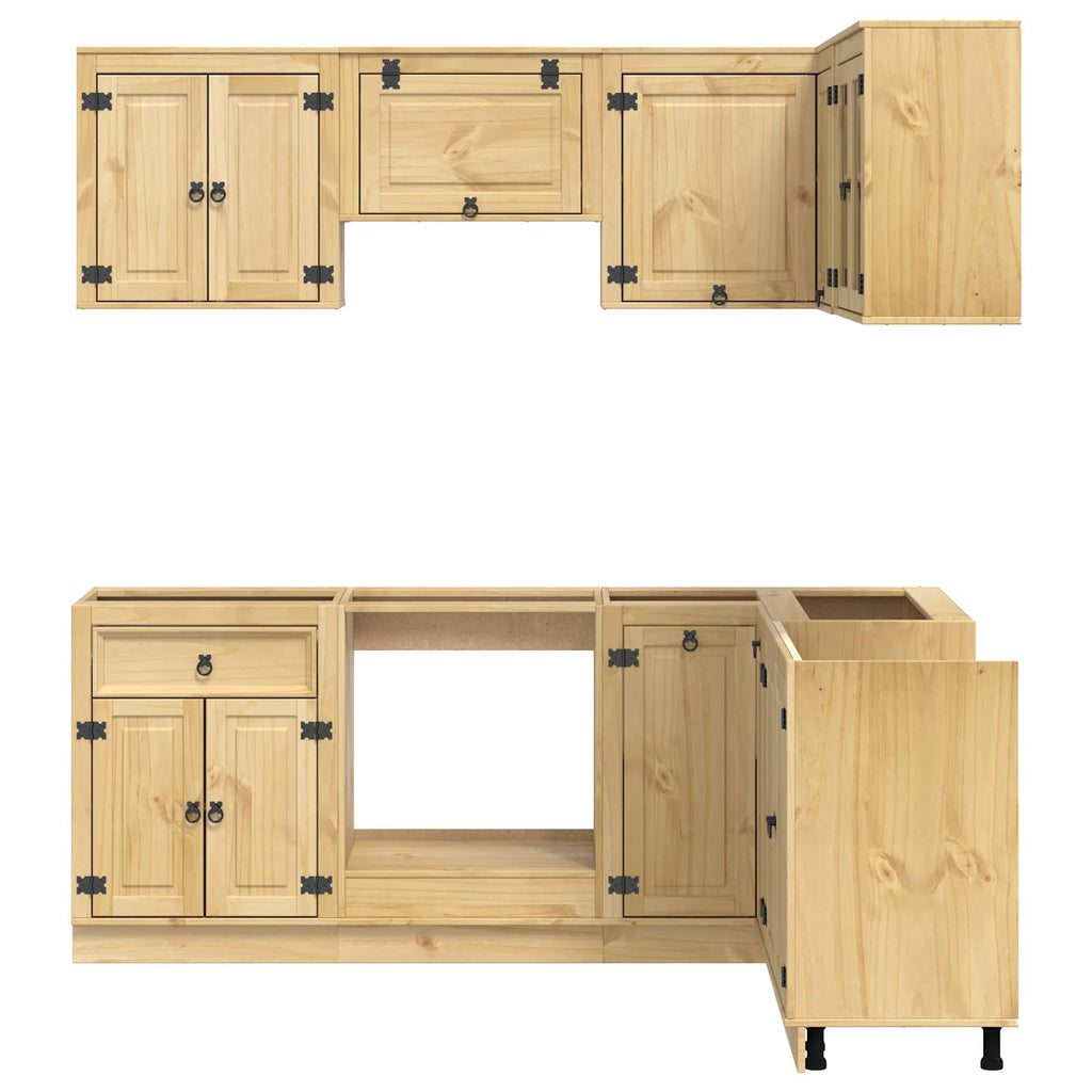 Armario con estante SKI 8 pcs Marrón Miel Madera de pino macizo