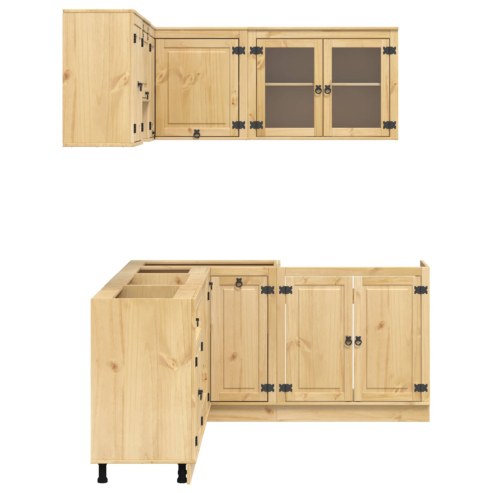 Armario con estante SKI 8 pcs Marrón Miel Madera de pino macizo