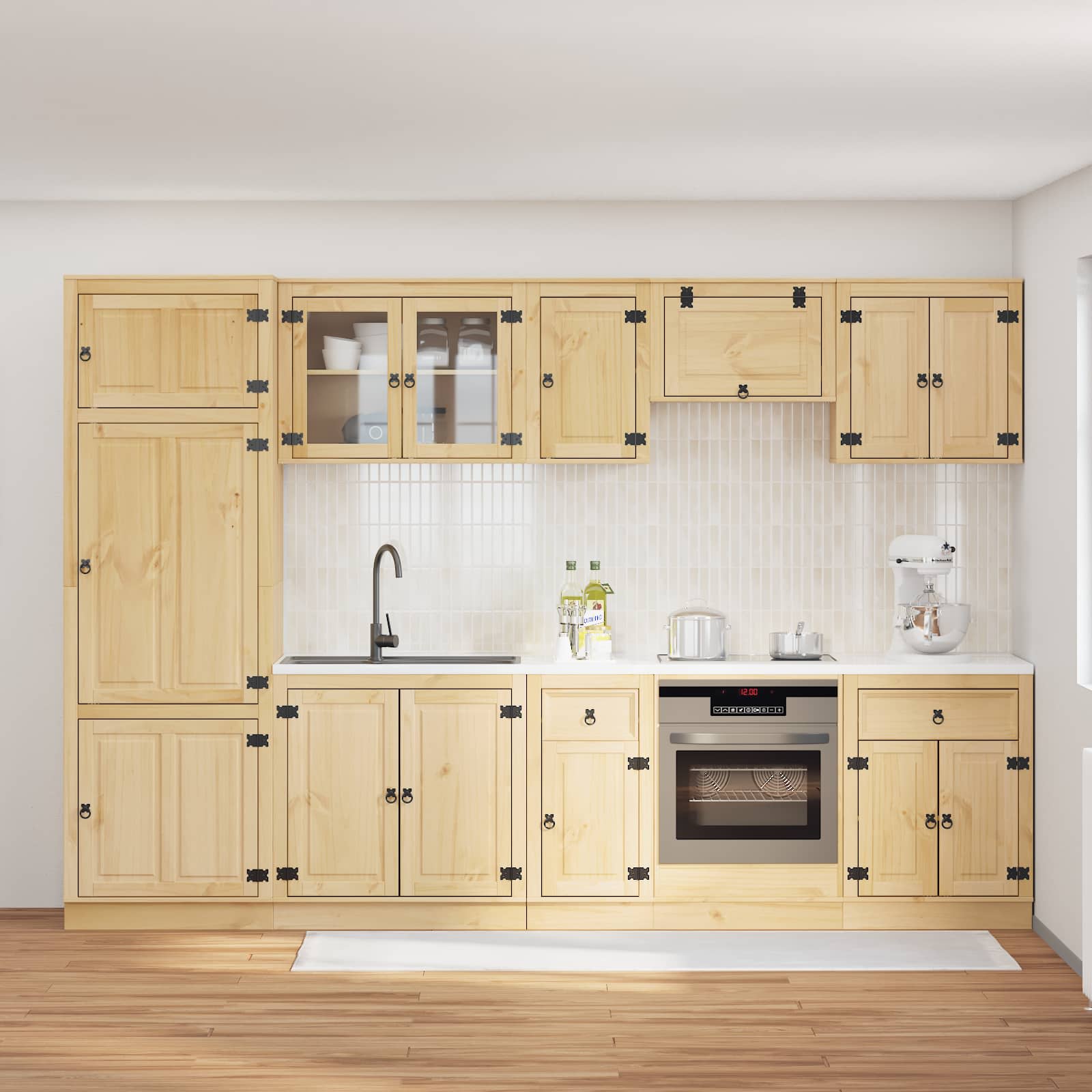 Armario con cajón SKI 9 pcs Marrón Miel Madera de pino macizo