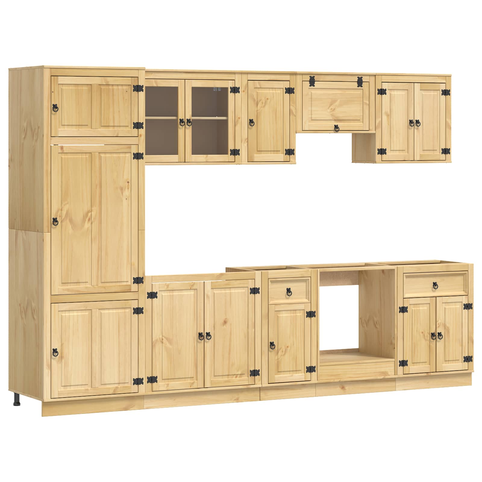 Armario con cajón SKI 9 pcs Marrón Miel Madera de pino macizo