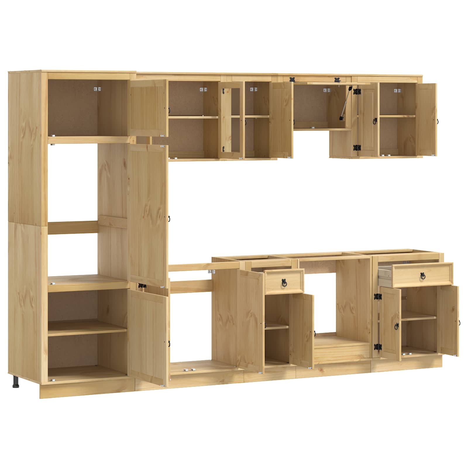 Armario con cajón SKI 9 pcs Marrón Miel Madera de pino macizo