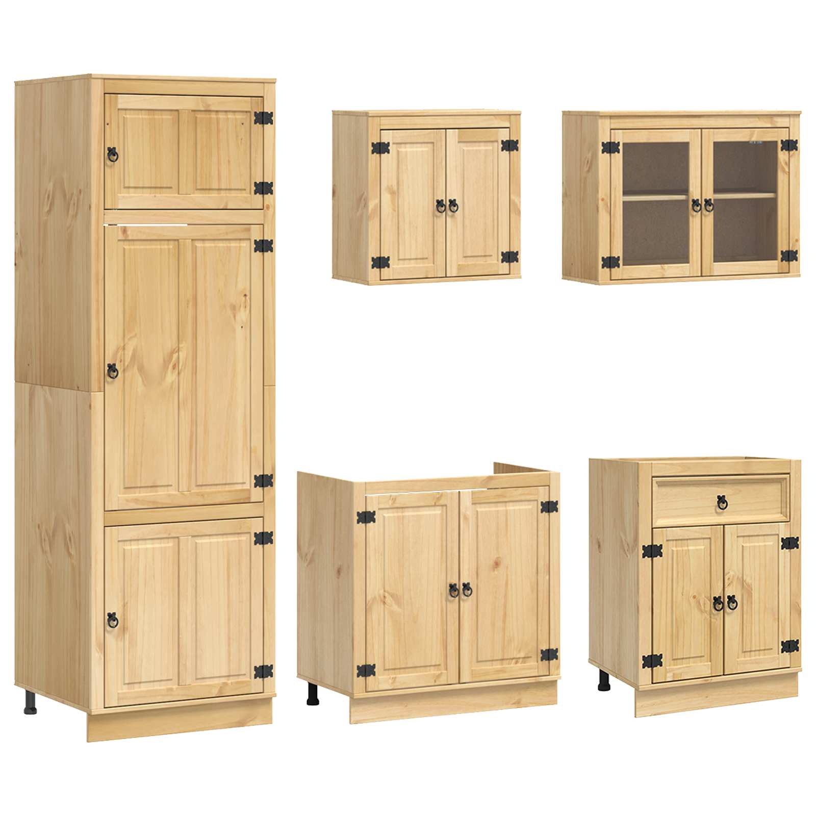 Armario con cajón SKI 9 pcs Marrón Miel Madera de pino macizo