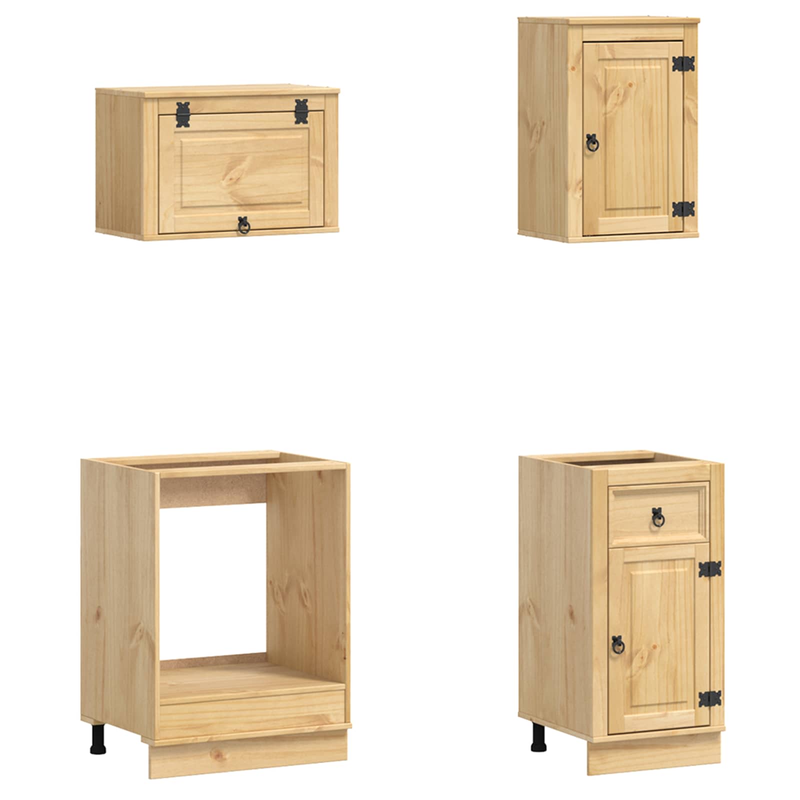 Armario con cajón SKI 9 pcs Marrón Miel Madera de pino macizo