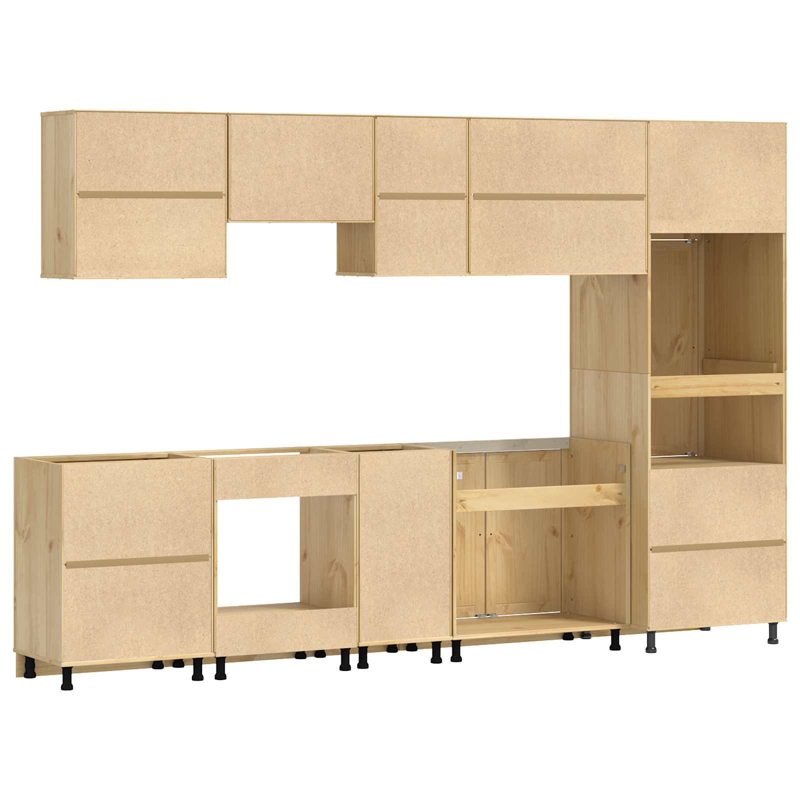 Armario con cajón SKI 9 pcs Marrón Miel Madera de pino macizo