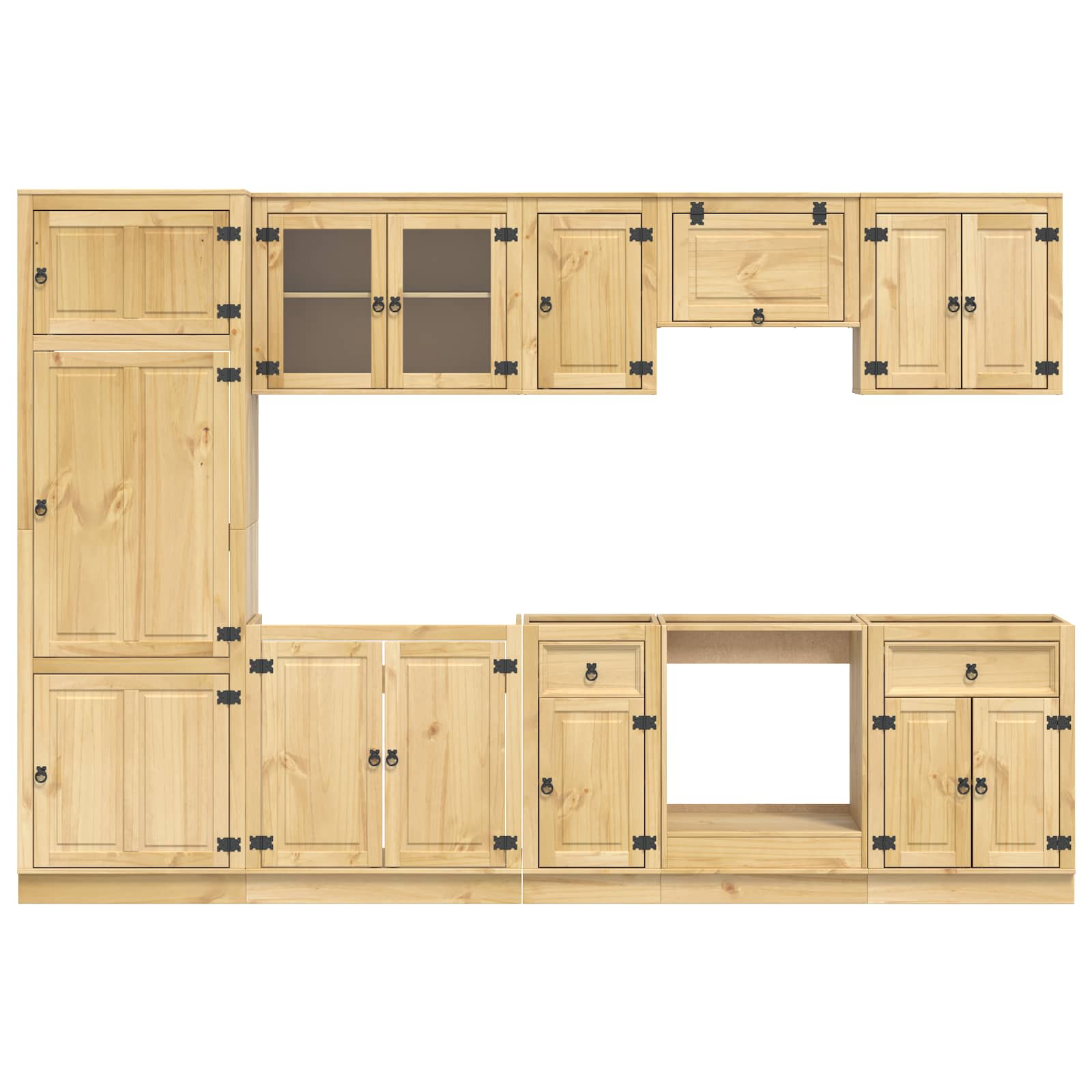 Armario con cajón SKI 9 pcs Marrón Miel Madera de pino macizo