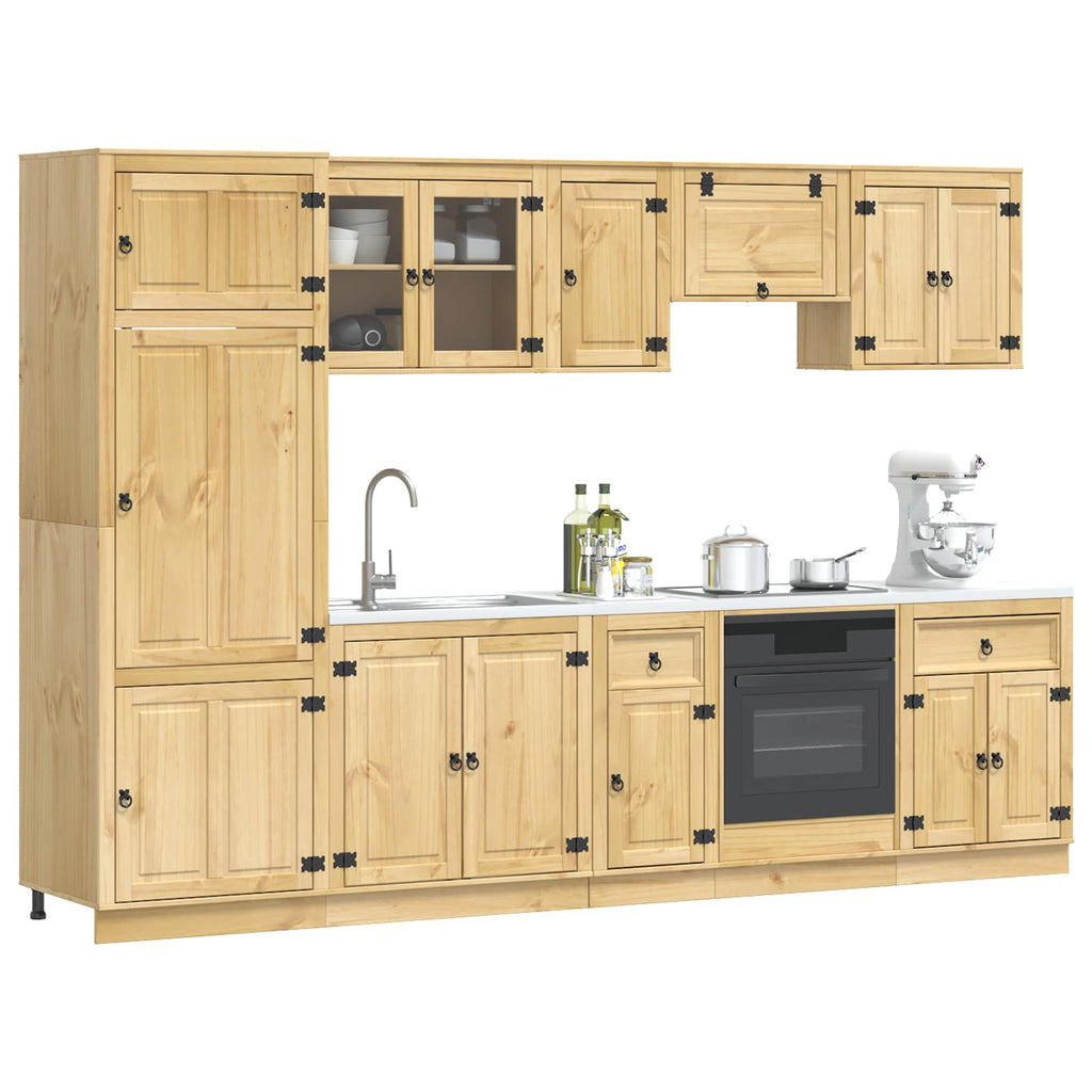 Armario con cajón SKI 9 pcs Marrón Miel Madera de pino macizo