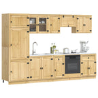 Armario con cajón SKI 9 pcs Marrón Miel Madera de pino macizo
