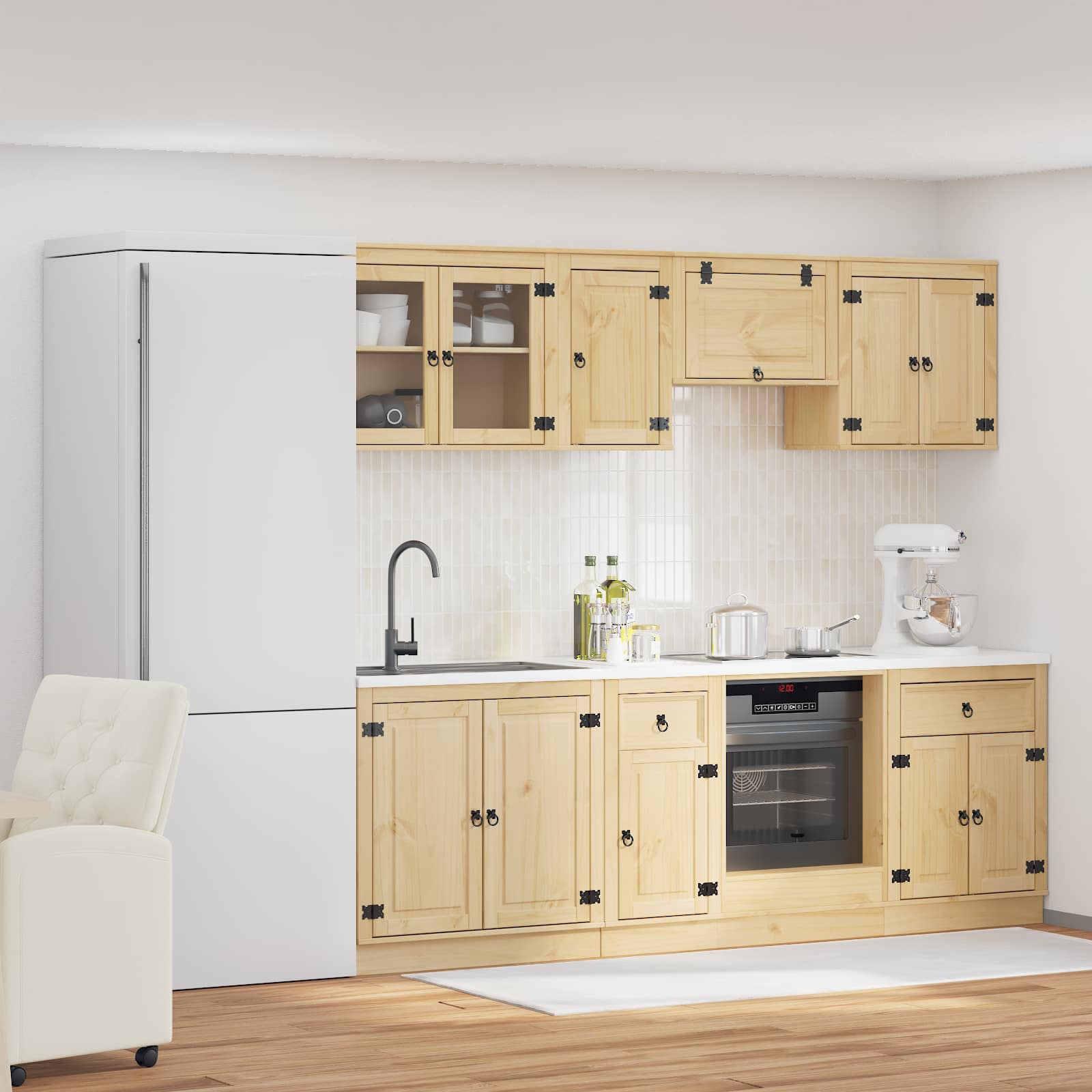 Armario con cajón SKI 8 pcs Marrón Miel Madera de pino macizo