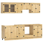 Armario con cajón SKI 8 pcs Marrón Miel Madera de pino macizo