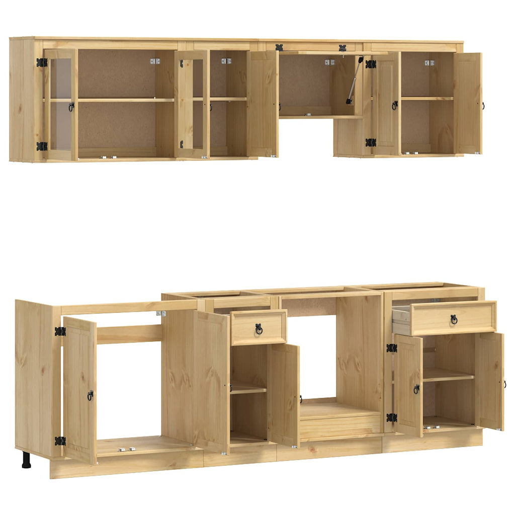 Armario con cajón SKI 8 pcs Marrón Miel Madera de pino macizo