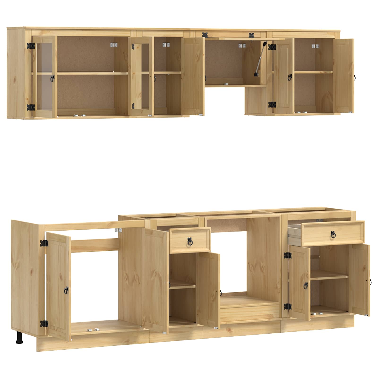 Armario con cajón SKI 8 pcs Marrón Miel Madera de pino macizo