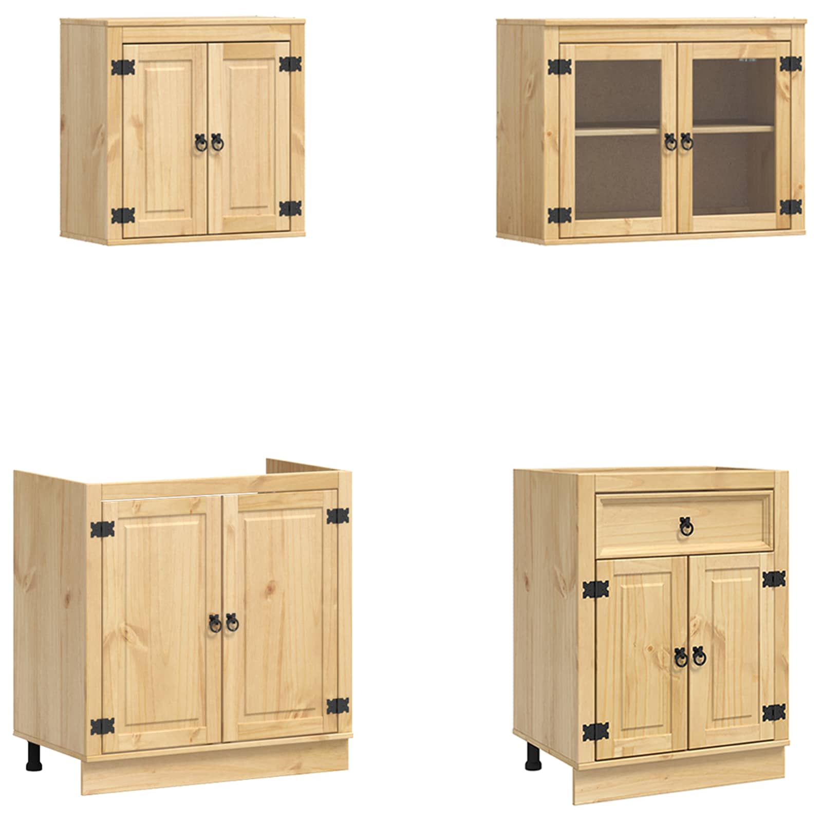 Armario con cajón SKI 8 pcs Marrón Miel Madera de pino macizo