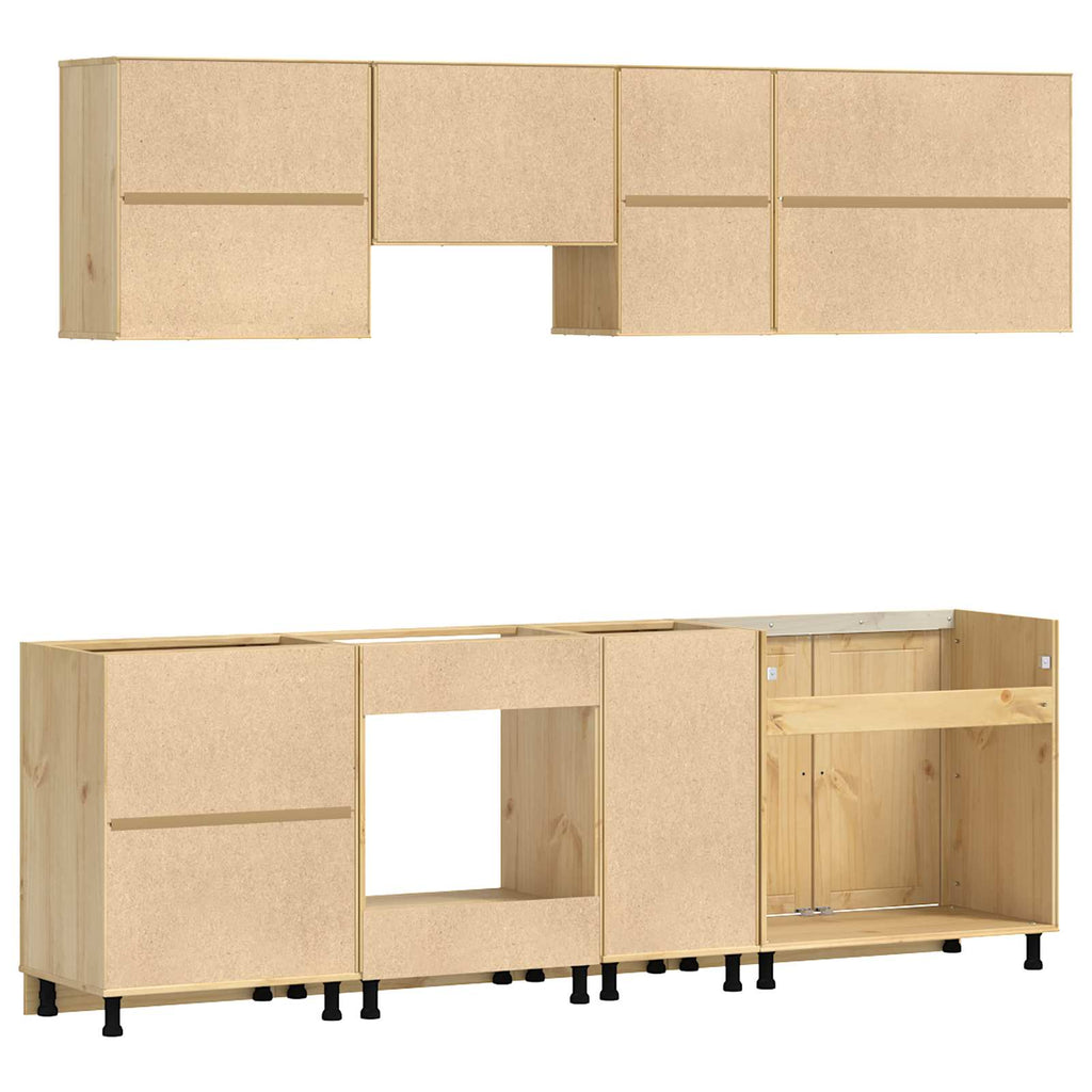 Armario con cajón SKI 8 pcs Marrón Miel Madera de pino macizo