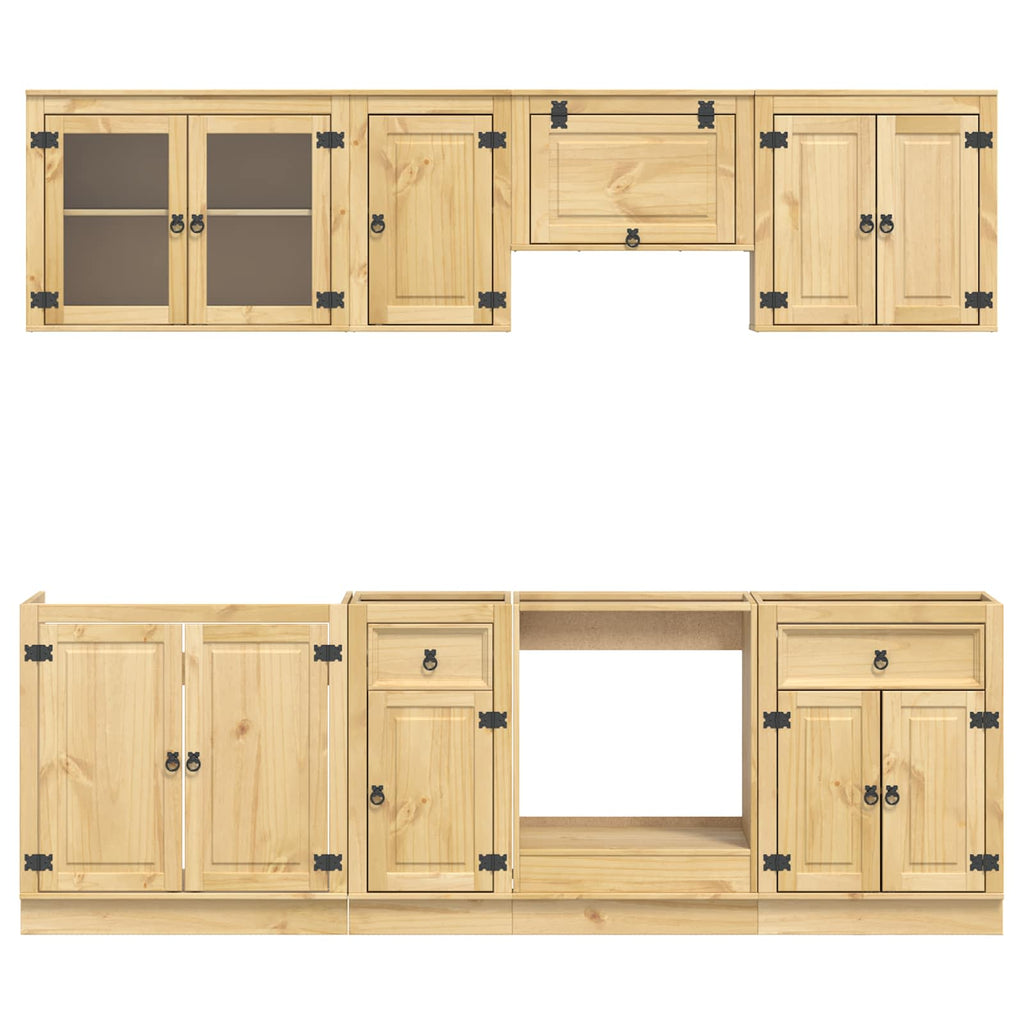 Armario con cajón SKI 8 pcs Marrón Miel Madera de pino macizo