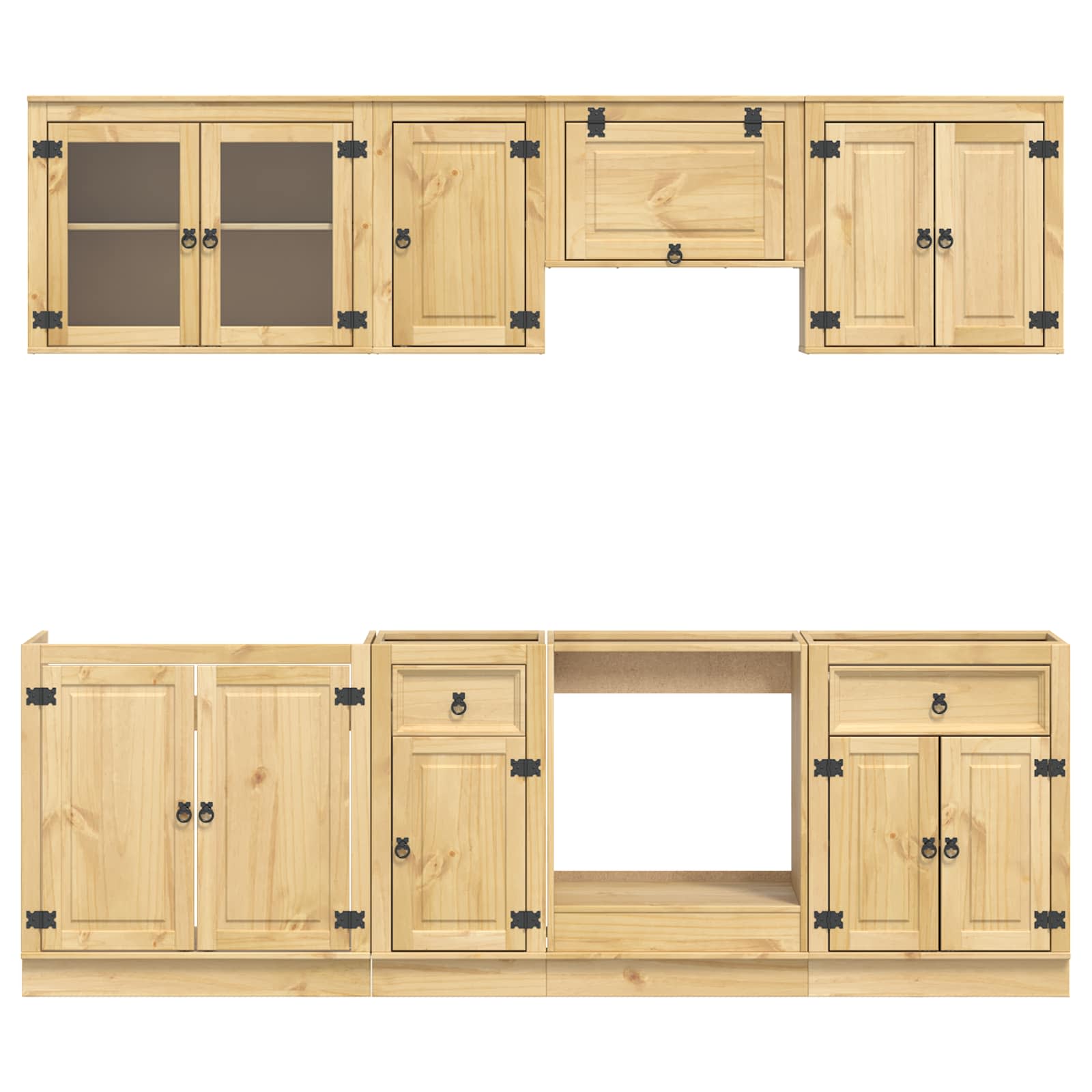Armario con cajón SKI 8 pcs Marrón Miel Madera de pino macizo