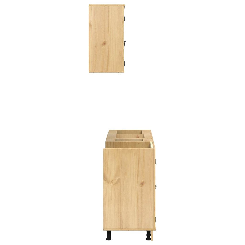 Armario con cajón SKI 8 pcs Marrón Miel Madera de pino macizo