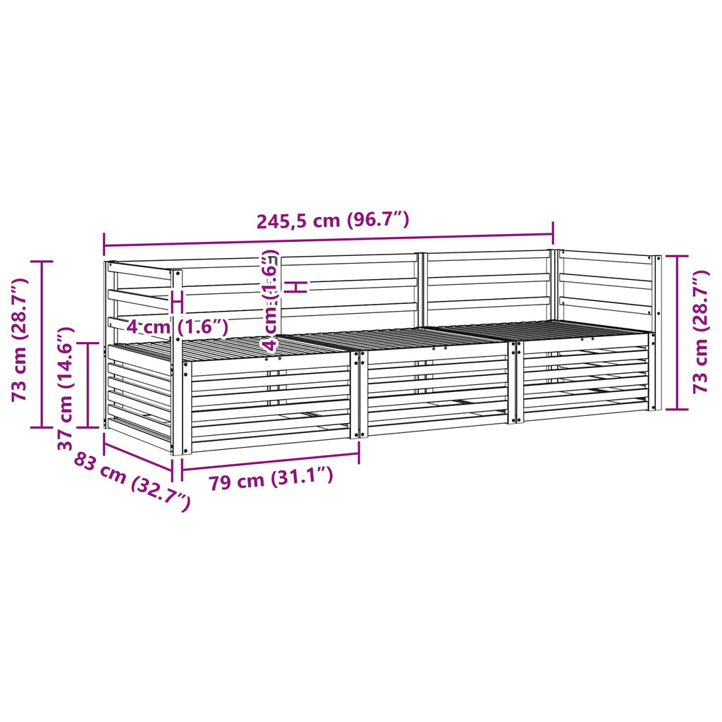 Conjunto de sofás de exterior 3 pcs Blanco