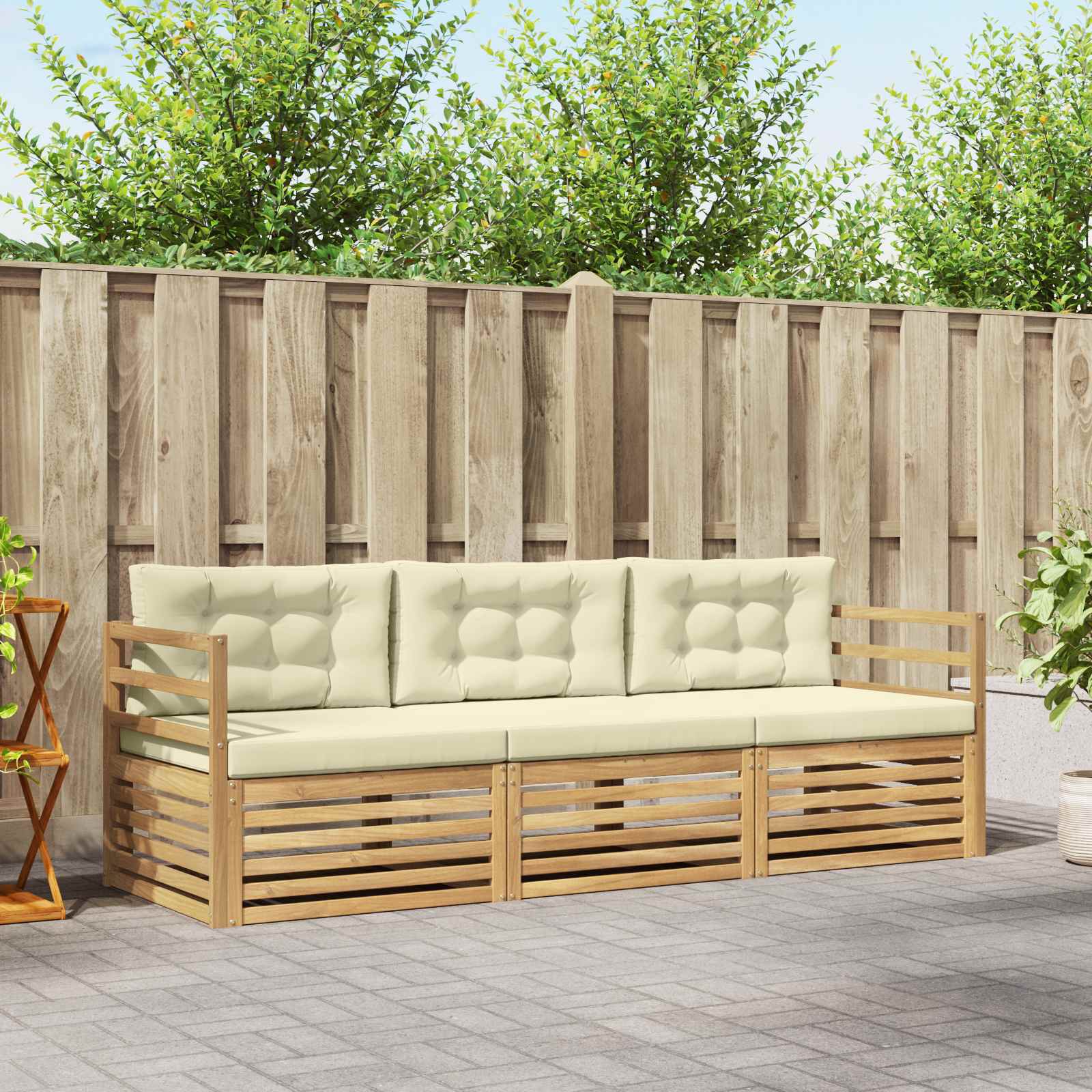 Conjunto de sofás de exterior 3 pcs Blanco