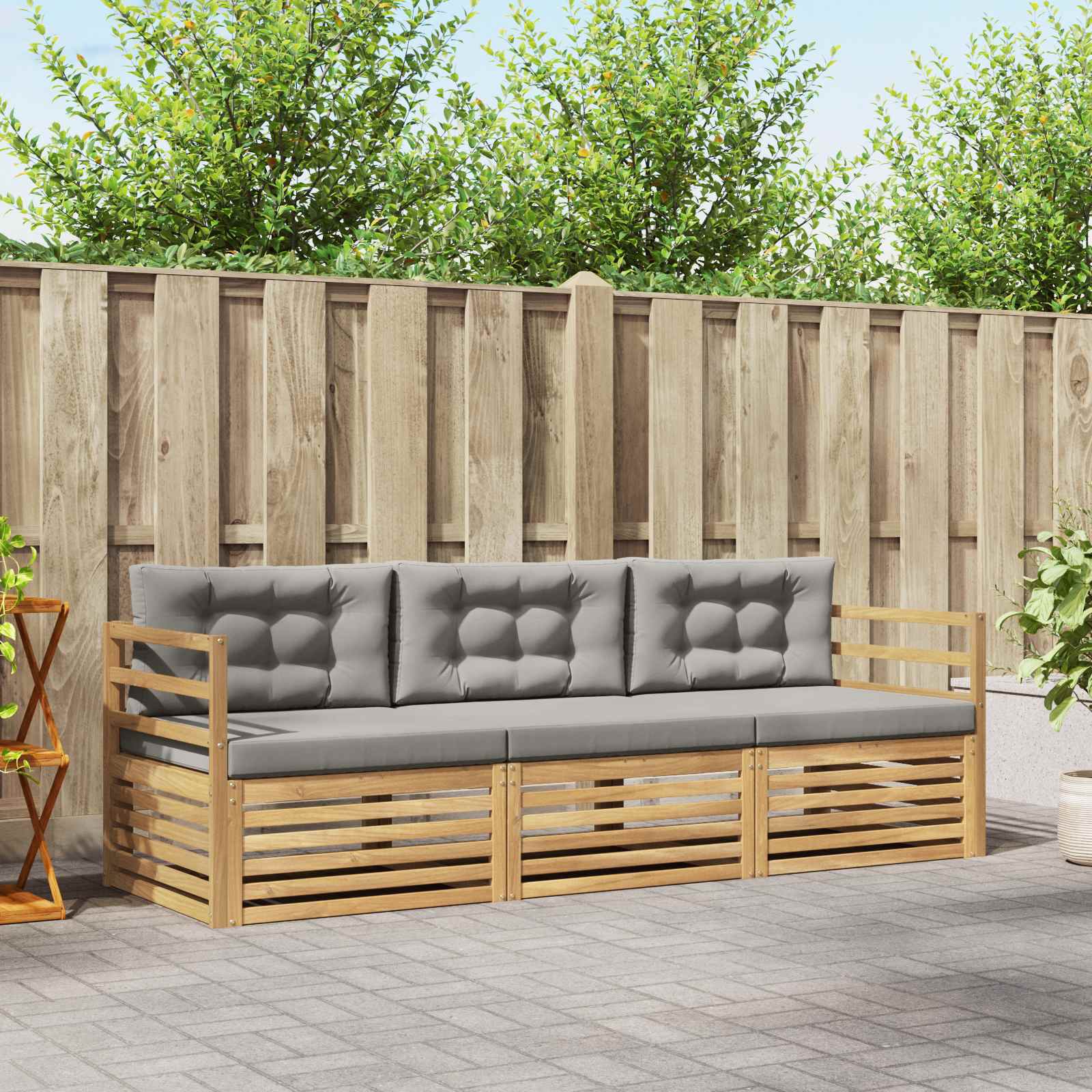Conjunto de sofás de exterior 3 pcs Blanco