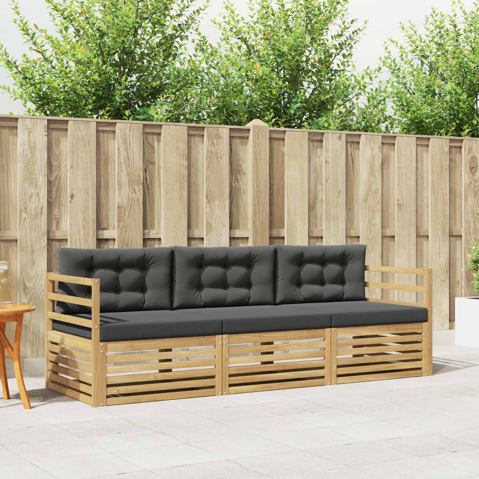 Conjunto de sofás de exterior 3 pcs Blanco