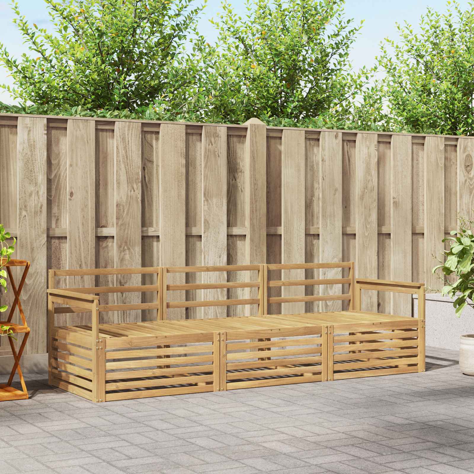 Conjunto de sofás de exterior 3 pcs Blanco