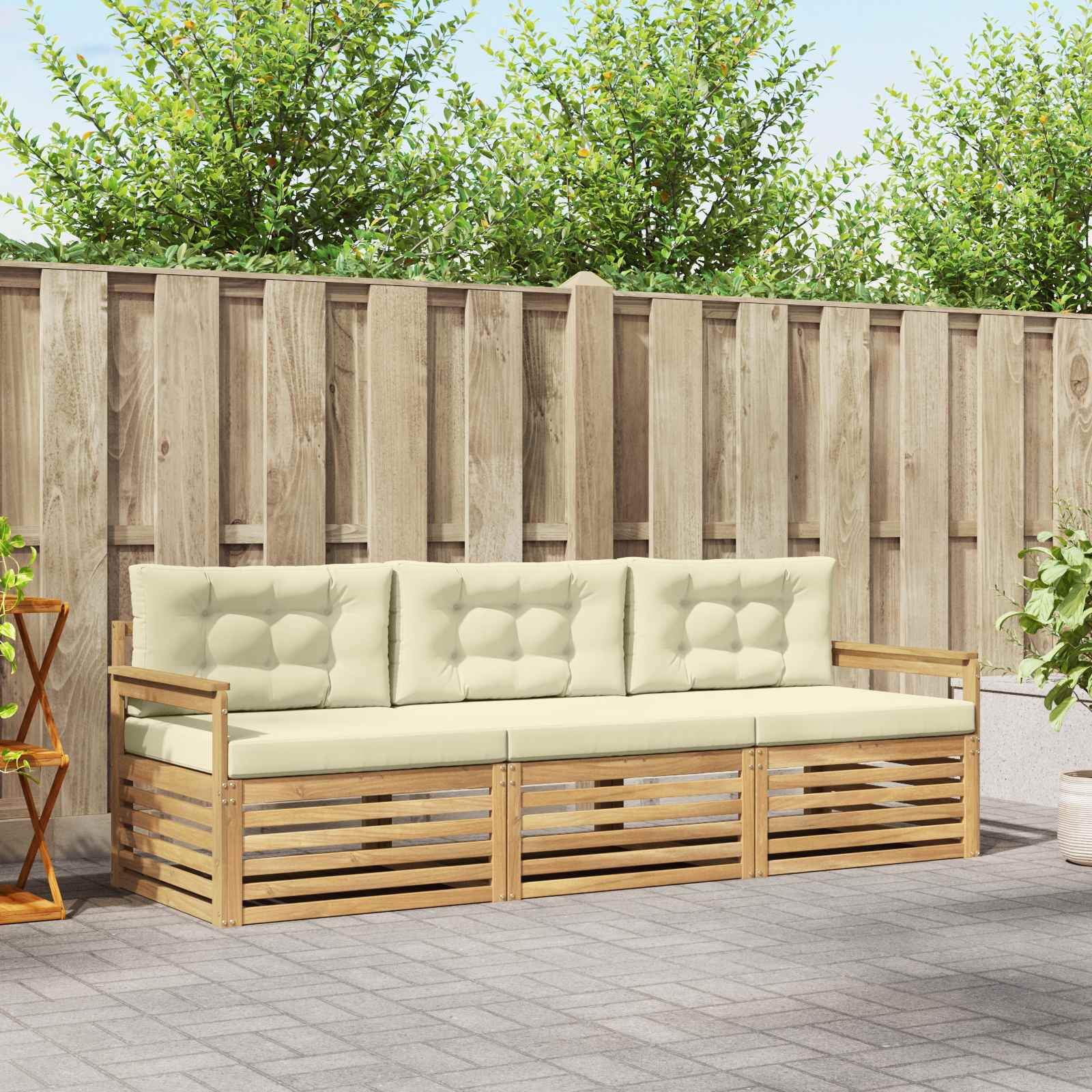 Conjunto de sofás de exterior 3 pcs Blanco