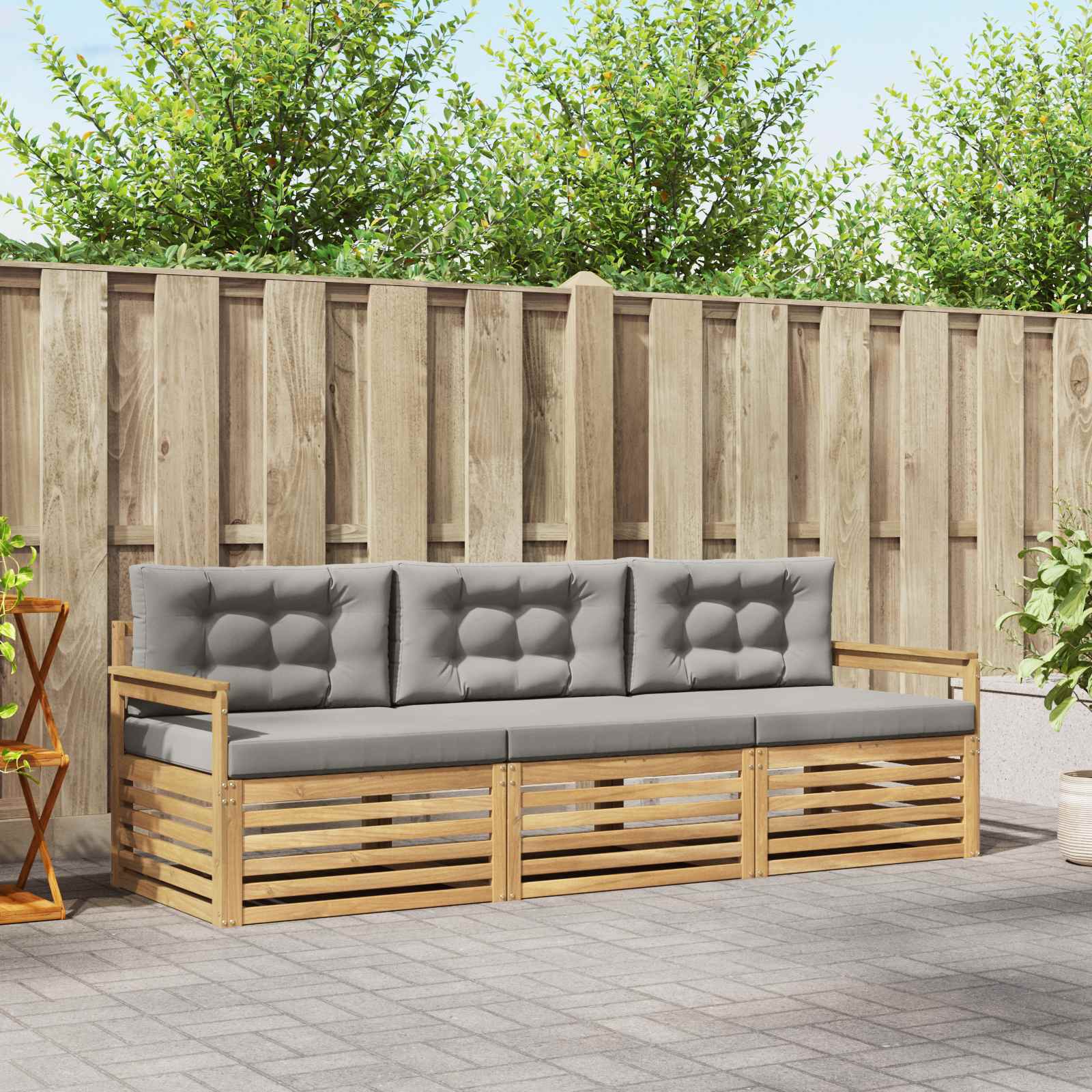 Conjunto de sofás de exterior 3 pcs Blanco