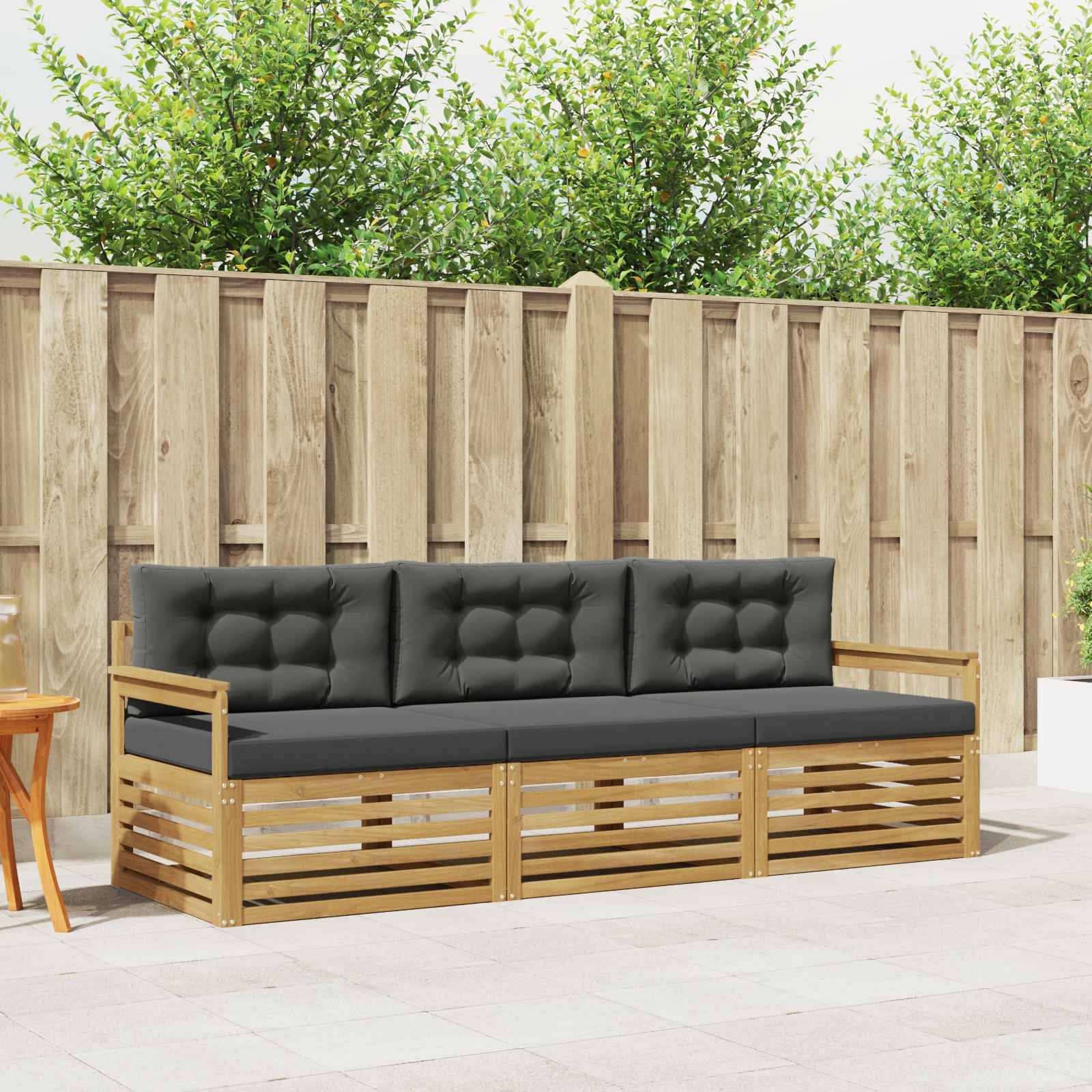 Conjunto de sofás de exterior 3 pcs Blanco