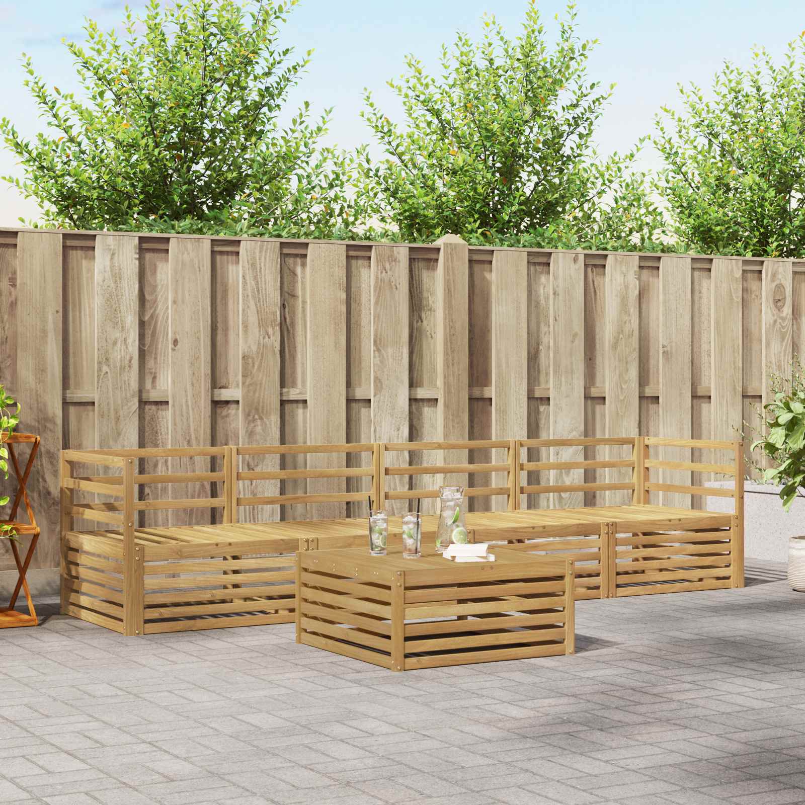 Conjunto de sofás de exterior 5 pcs Blanco