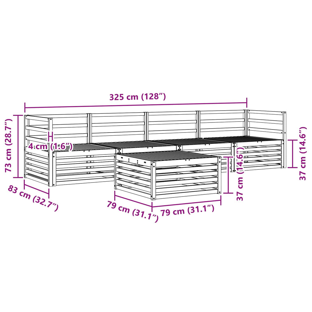 Conjunto de sofás de exterior 5 pcs Blanco