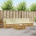 Conjunto de sofás de exterior con cojín 5 pcs Blanco y Crema