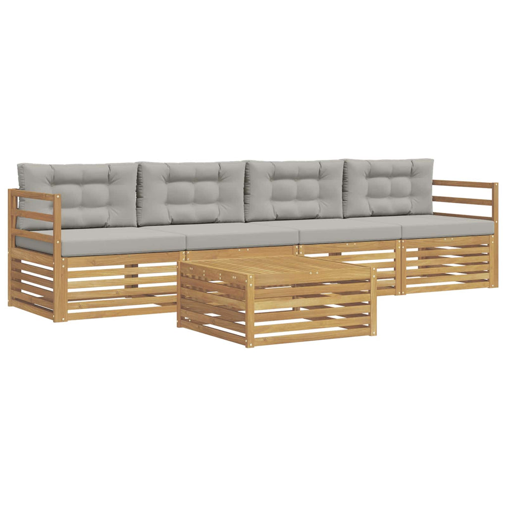Conjunto de sofás de exterior 5 pcs Blanco y Gris Claro