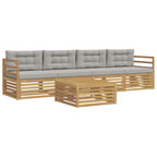 Conjunto de sofás de exterior 5 pcs Blanco y Gris Claro