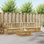Conjunto de sofás de exterior con cojín 5 pcs y Beige