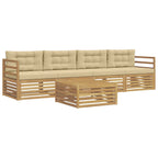 Conjunto de sofás de exterior con cojín 5 pcs y Beige