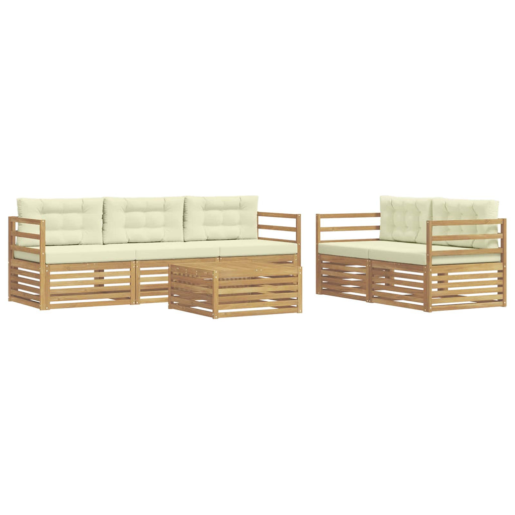 Conjunto de sofás de exterior 6 pcs Blanco y Crema