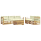 Conjunto de sofás de exterior 6 pcs Blanco y Crema