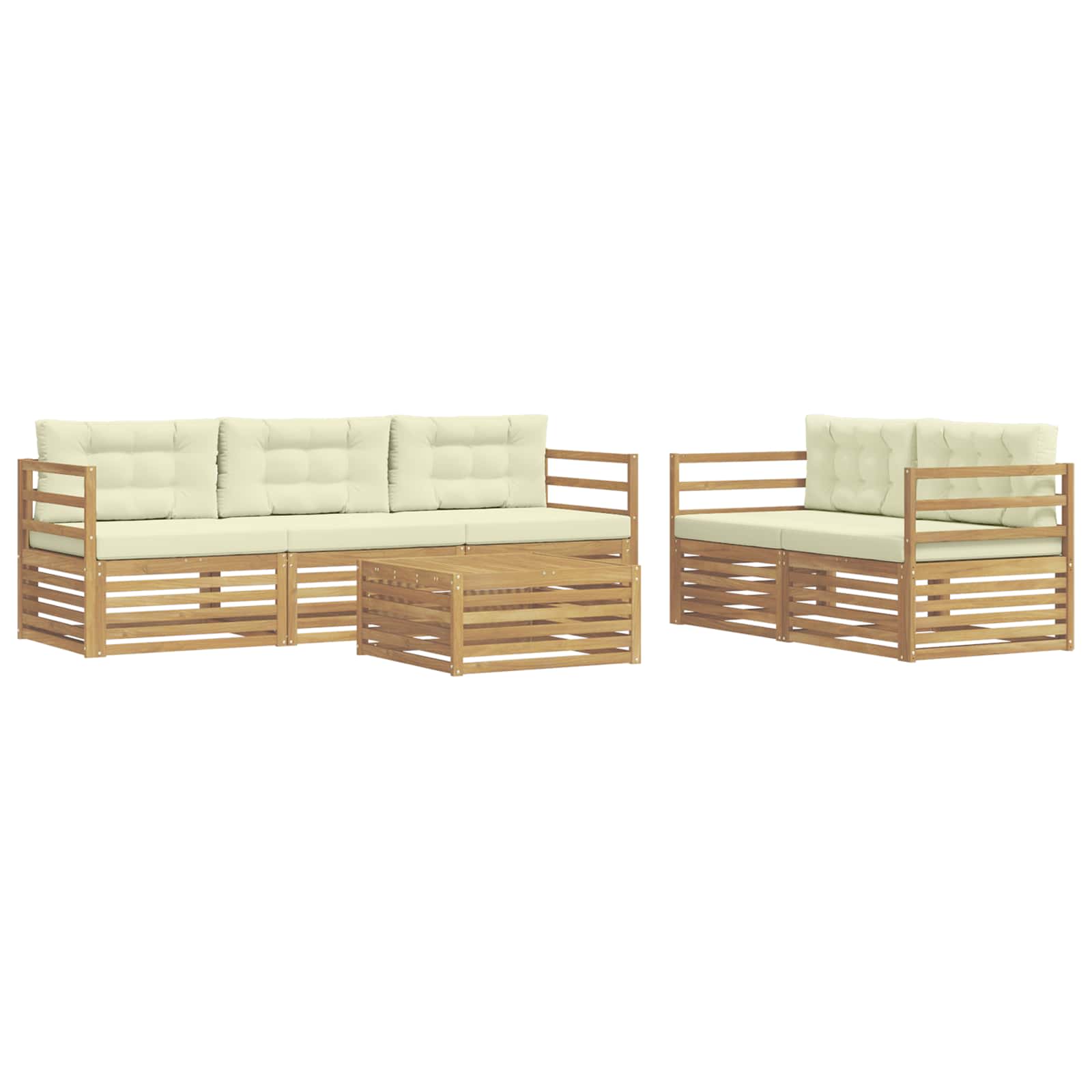 Conjunto de sofás de exterior 6 pcs Blanco y Crema