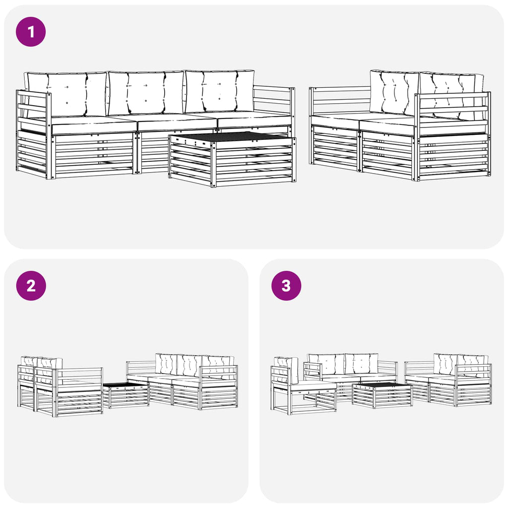 Conjunto de sofás de exterior 6 pcs Blanco y Crema