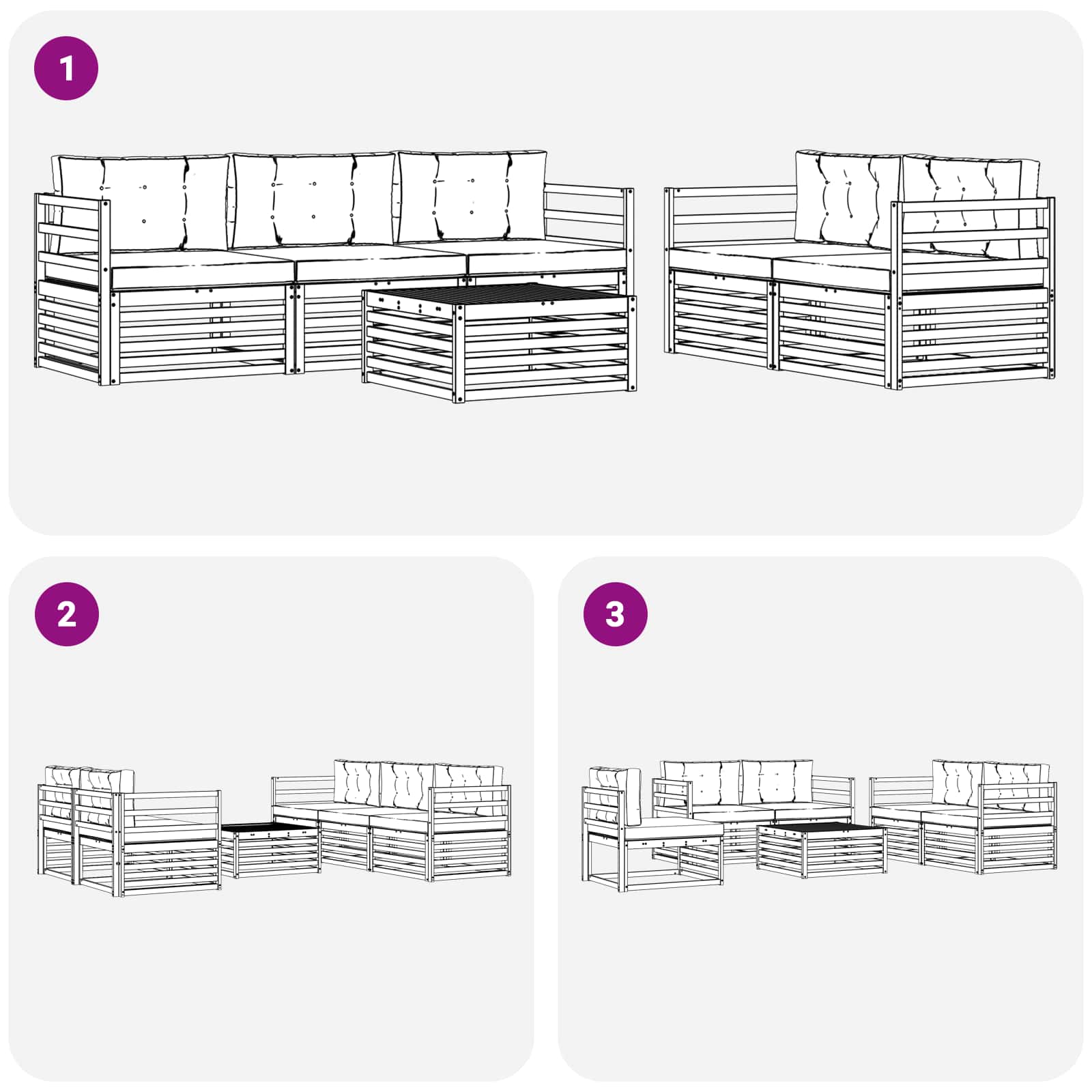 Conjunto de sofás de exterior 6 pcs Blanco y Antracita