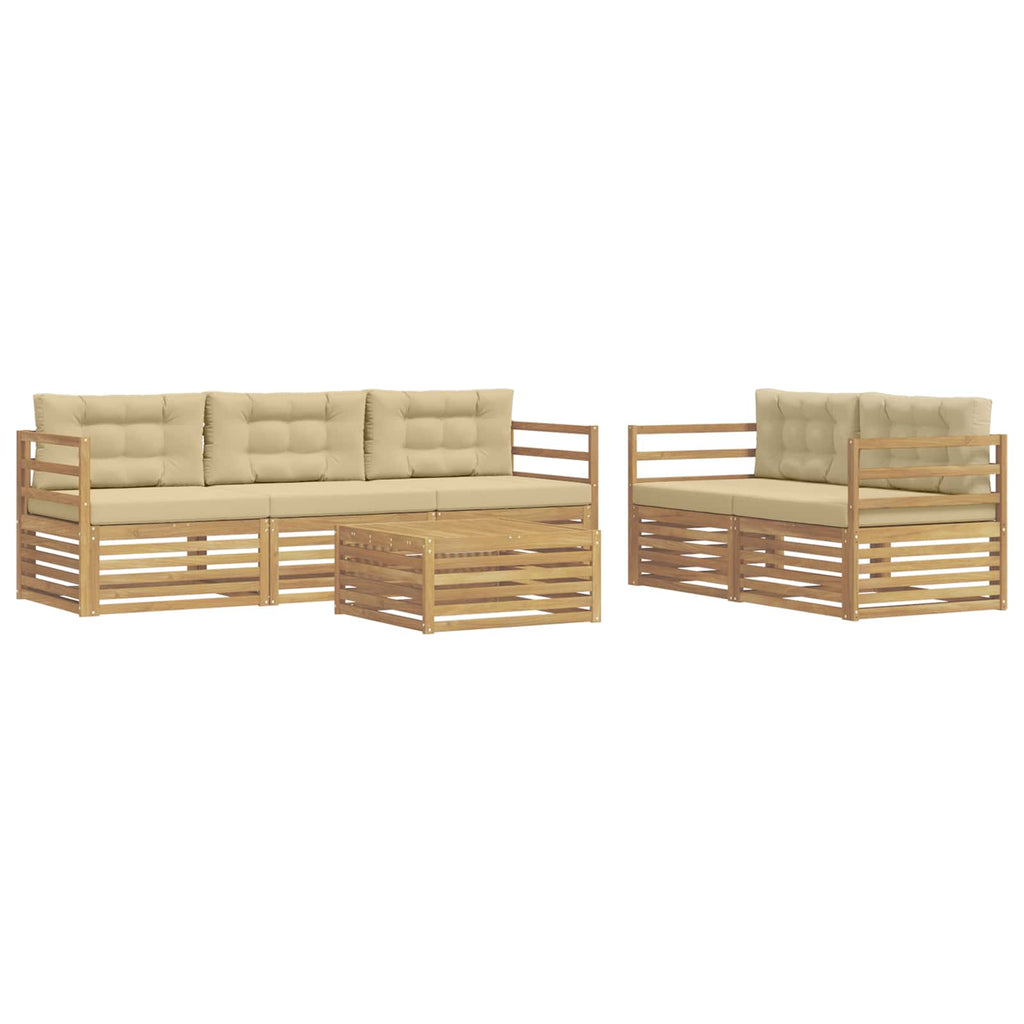 Conjunto de sofás de exterior 6 pcs y Beige