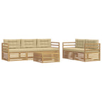 Conjunto de sofás de exterior 6 pcs y Beige