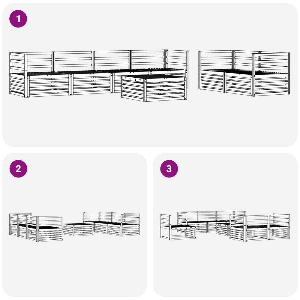 Conjunto de sofás de exterior 7 pcs Blanco 79 x 79 x 37 cm