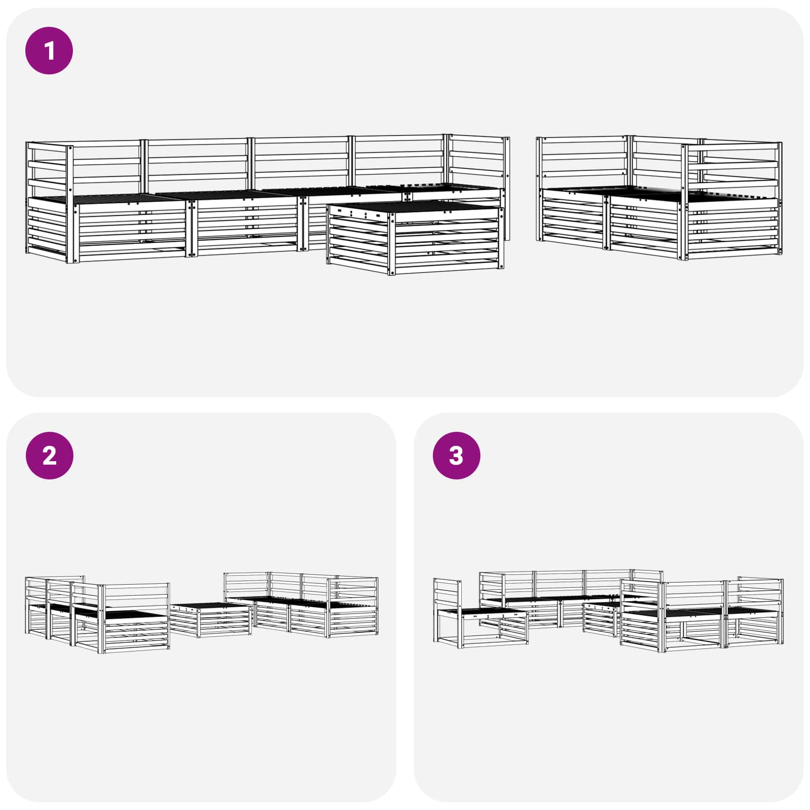 Conjunto de sofás de exterior 7 pcs Blanco 79 x 79 x 37 cm